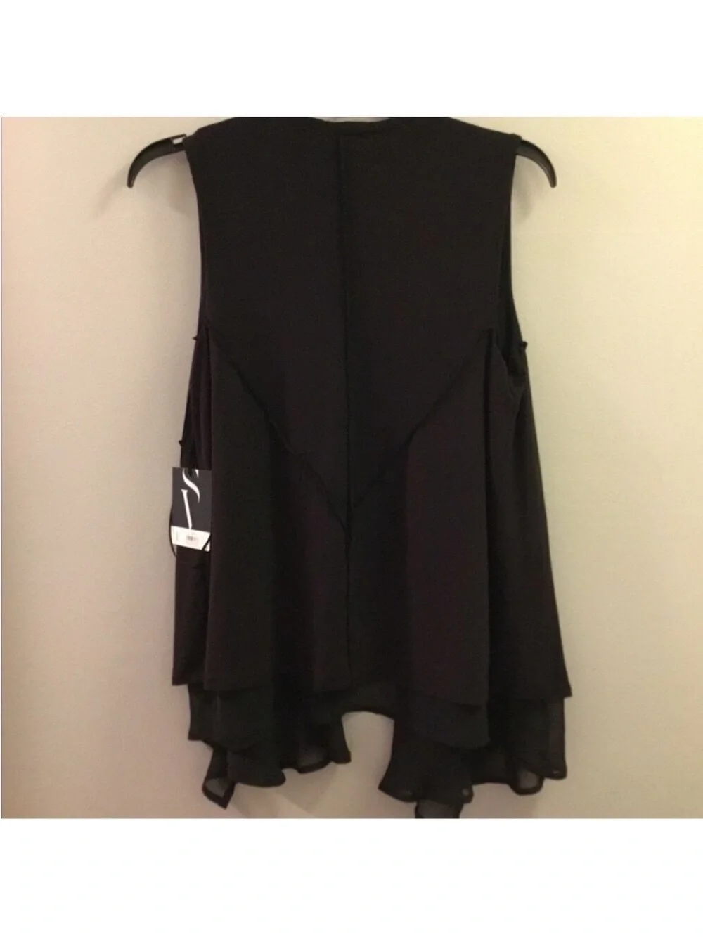 Simply Vera Vera Wang Black Waterfall Vest Size Small NWT Sheer Draped Layering